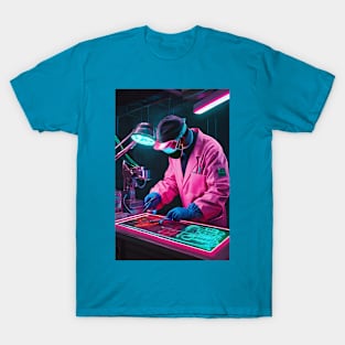 Neon surgeon in cyber operation theatre T-Shirt